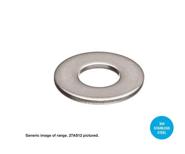 Heavy Duty 304 Stainless Steel Flat Round Washer Box of 100 - Various Metric Dimensions