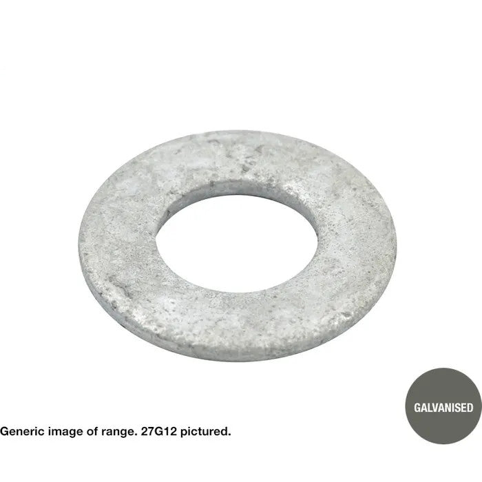 Heavy Duty Galvanised Flat Round Washer - Various Metric Dimensions and Quantities