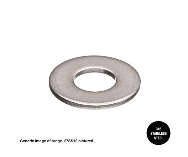 Heavy Duty 316 Stainless Steel Flat Round Washer Box of 100 - Various Metric Dimensions