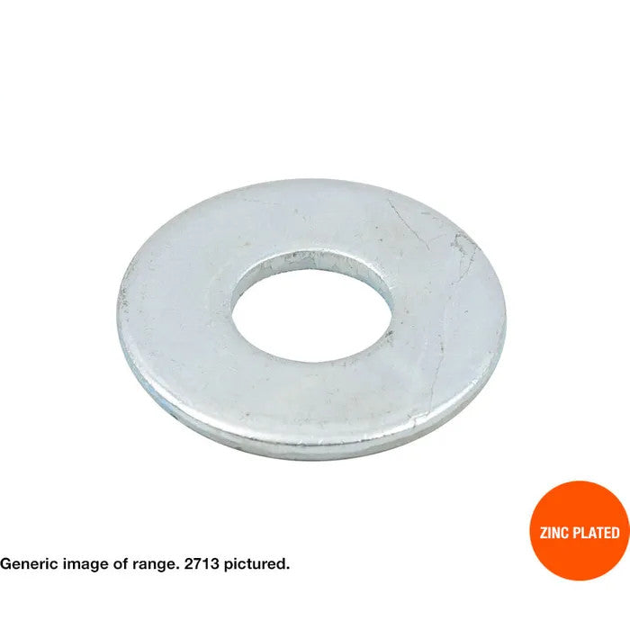 Heavy Duty Zinc Flat Round Washer - Various Metric Dimensions and Quantities
