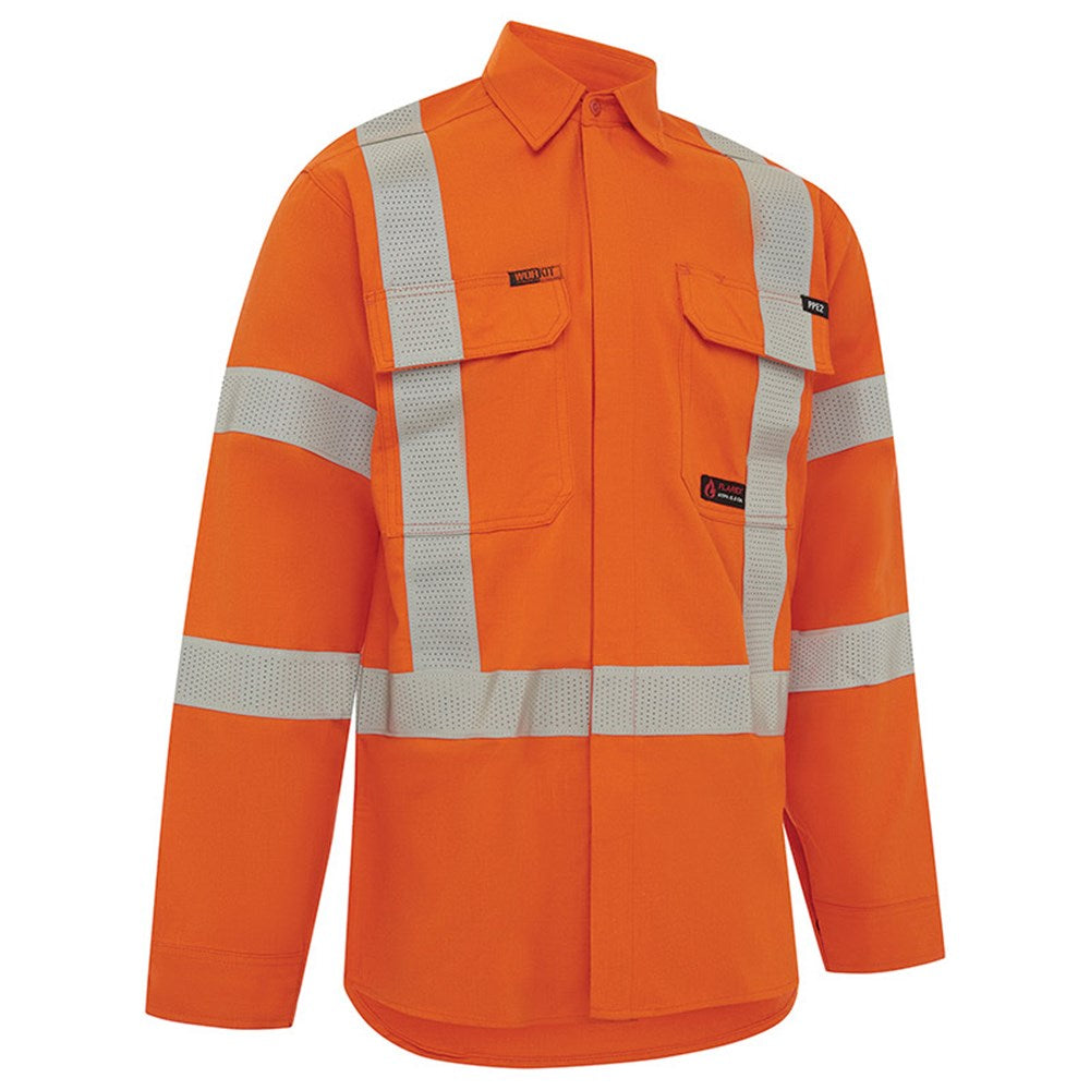 FLAREX RipStop PPE2 FR Inherent 197gsm NSW Rail Taped Orange Shirt - Various Sizes