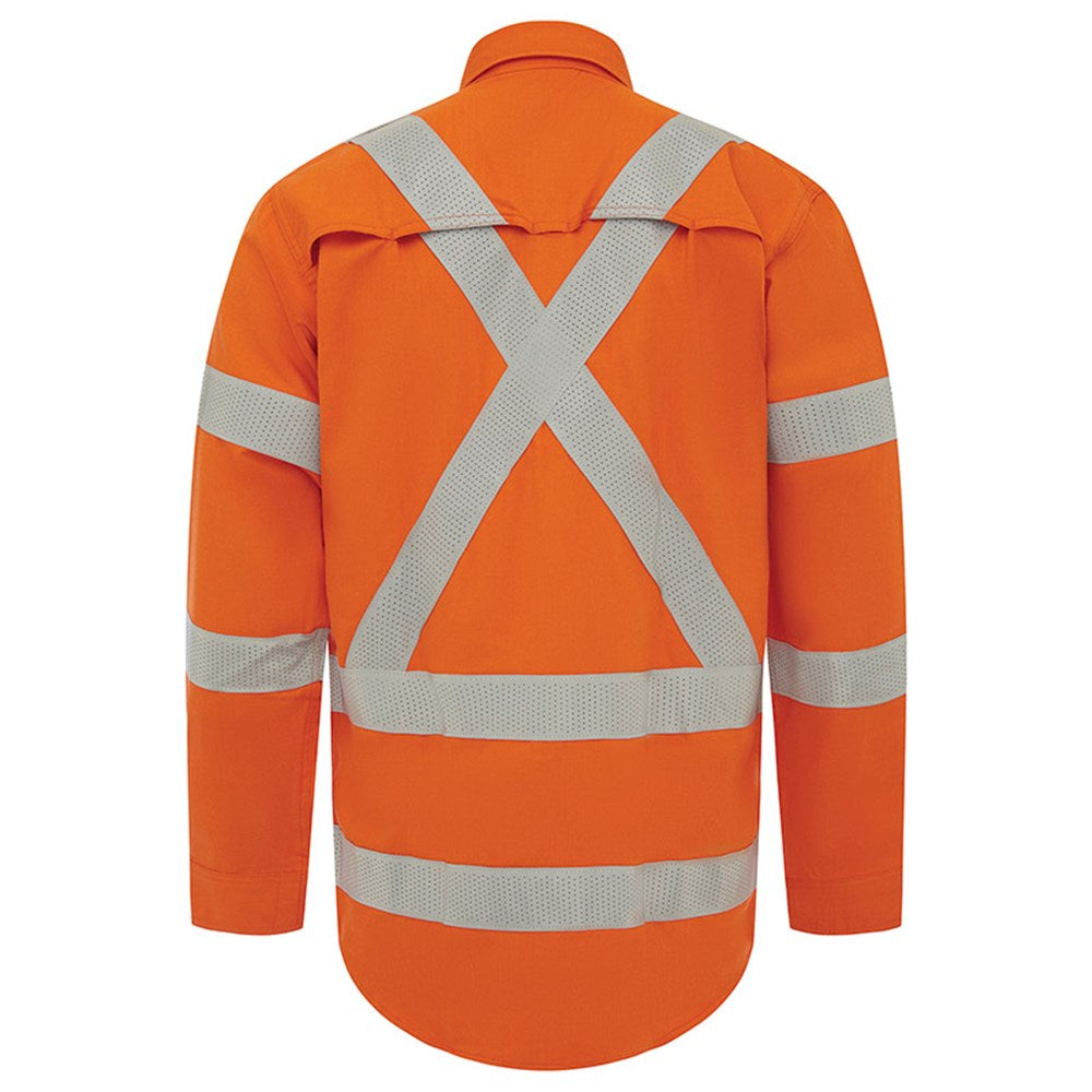 FLAREX RipStop PPE2 FR Inherent 197gsm NSW Rail Taped Orange Shirt - Various Sizes