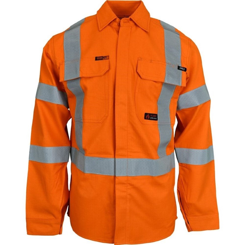 FLAREX RipStop PPE2 FR Inherent 197gsm NSW Rail Taped Orange Shirt - Various Sizes