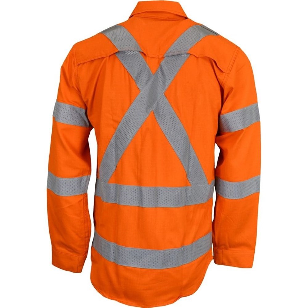 FLAREX RipStop PPE2 FR Inherent 197gsm NSW Rail Taped Orange Shirt - Various Sizes