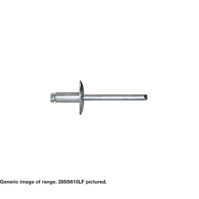 Steel / Steel Dome Head Large Flange Rivets - 4.8mm Diametert x Max Grip and Various Box Quantities