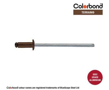 Aluminium Steel Dome Head Rivets Colorbond Painted Head - max grip x diameter x box of 1000