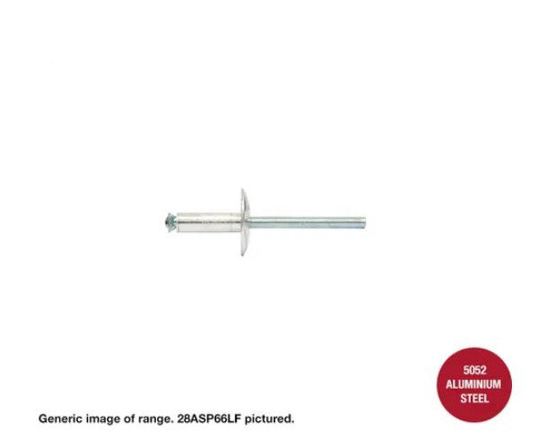 Aluminium Steel Large Flange Peel Rivets 4.8mm Diameter x Max Grip in Box of 200 or 250