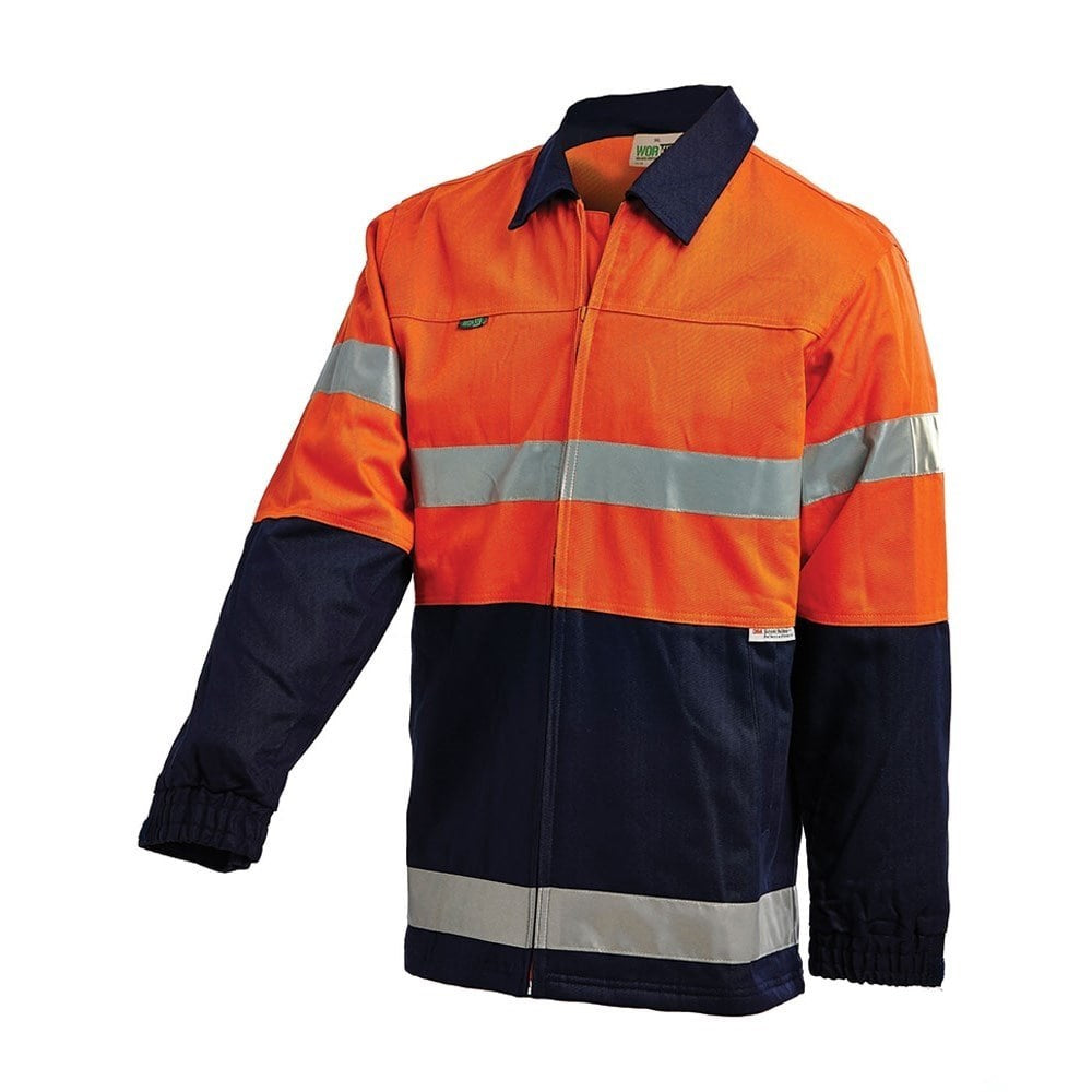 Hi Vis Taped 2 Tone Cotton Drill Jacket - 2 Colour Options in Various Sizes