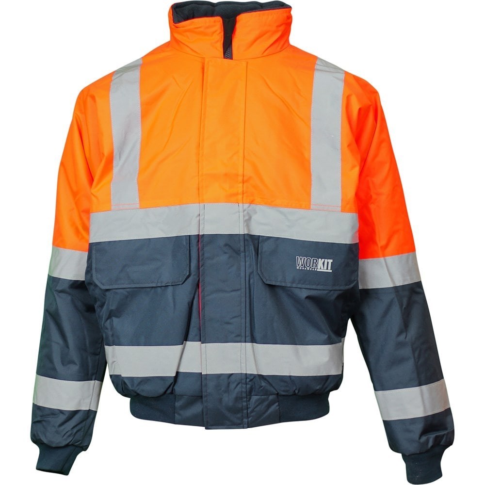Hi Vis 2 Tone Wet Weather Bomber Taped Jacket - 2 Colour Options in Various Sizes