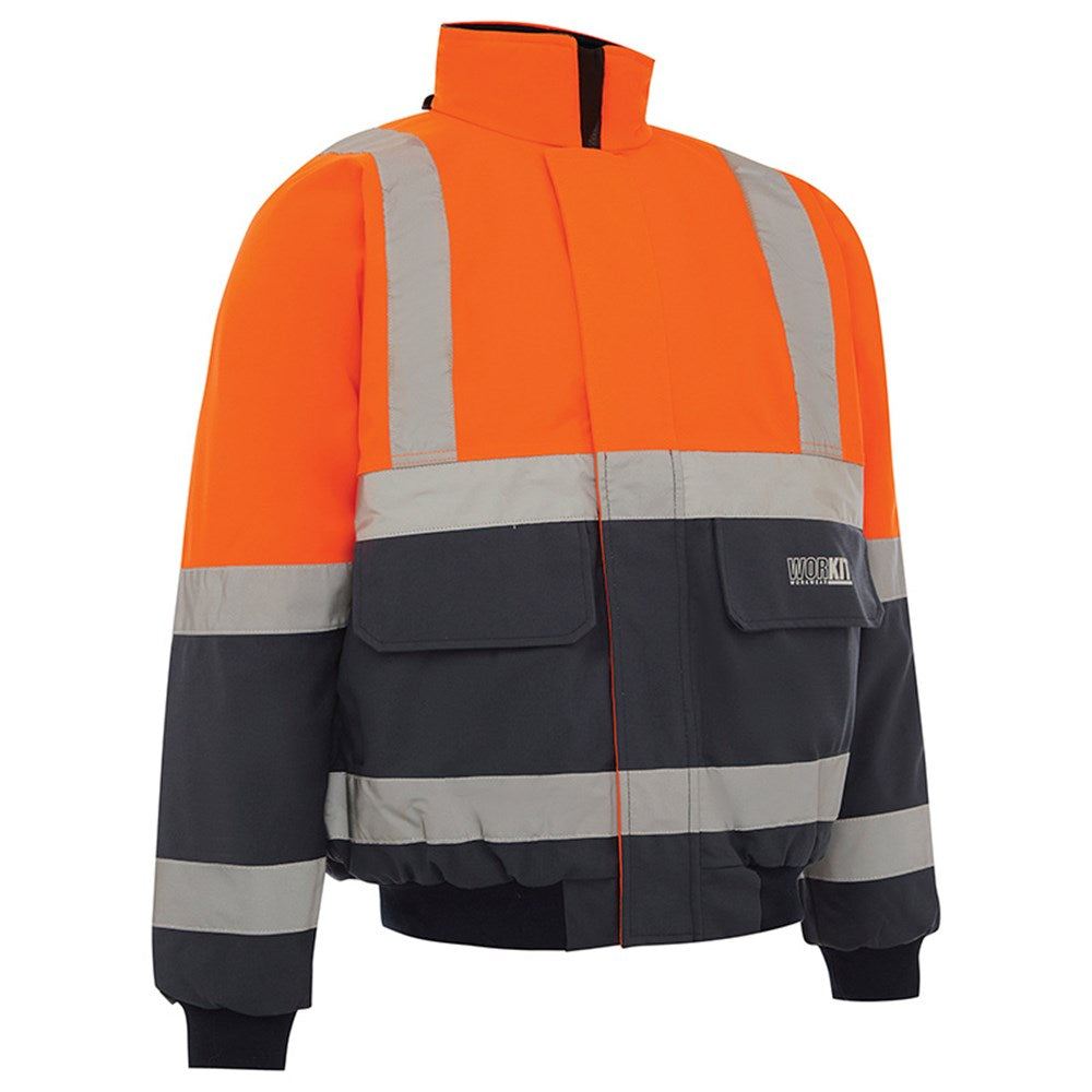 Hi Vis 2 Tone Wet Weather Bomber Taped Jacket - 2 Colour Options in Various Sizes