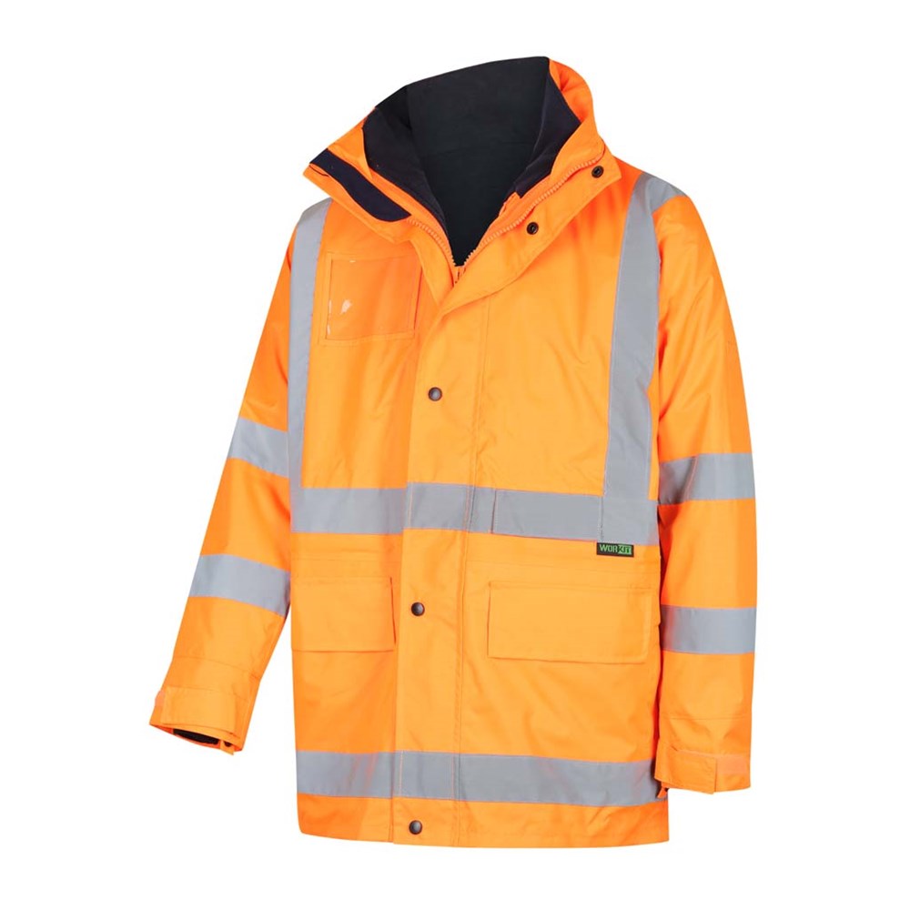 Hi-Vis 2 Tone 5 In 1 Waterproof Biomotion X-Back Rail Taped Jacket Limited Sizes