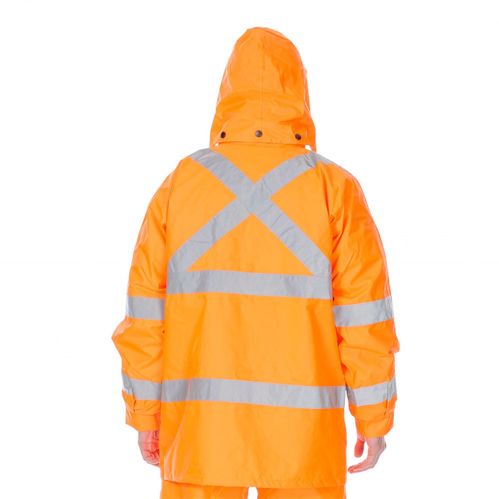 Hi-Vis 2 Tone Waterproof X-Back Rail Taped Rain Jacket - Various Sizes