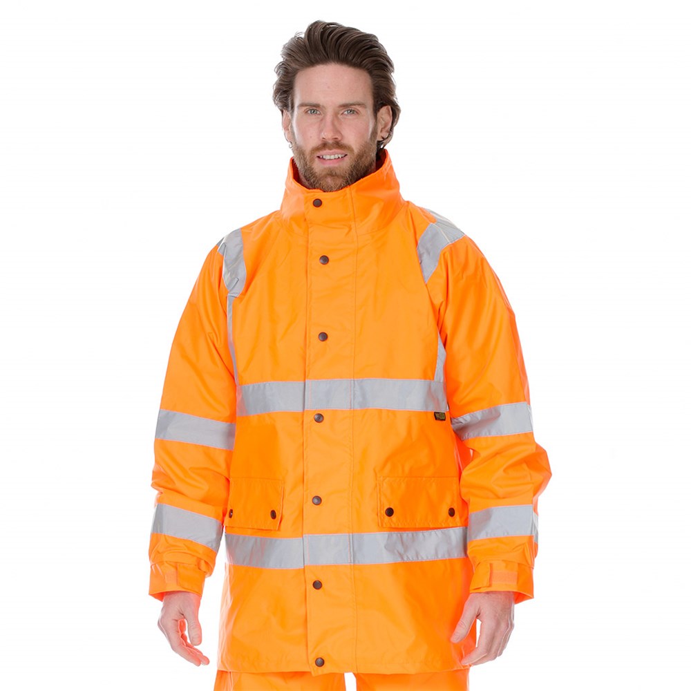 Hi-Vis 2 Tone Waterproof X-Back Rail Taped Rain Jacket - Various Sizes