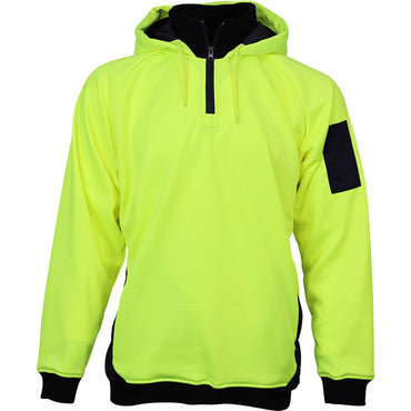 Hi Vis 2 Tone 1/4 Zip Tech Fleece Hoodie - 2 Colour Options in Various Sizes