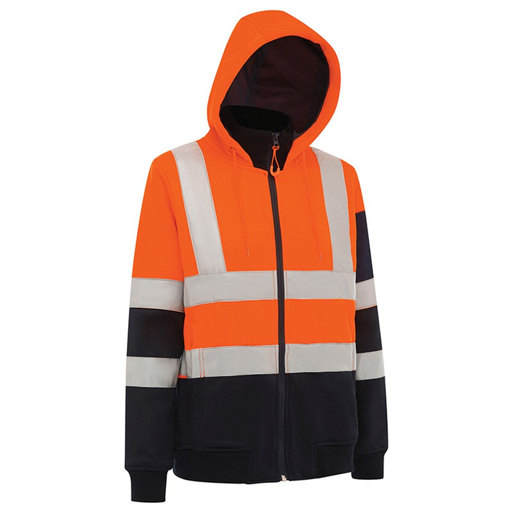 Womens Hi Vis Full Zip Tech Fleece Taped Hoodie - 2 Colour Options in Various Sizes