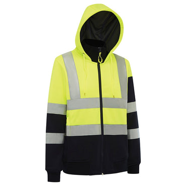 Womens Hi Vis Full Zip Tech Fleece Taped Hoodie - 2 Colour Options in Various Sizes
