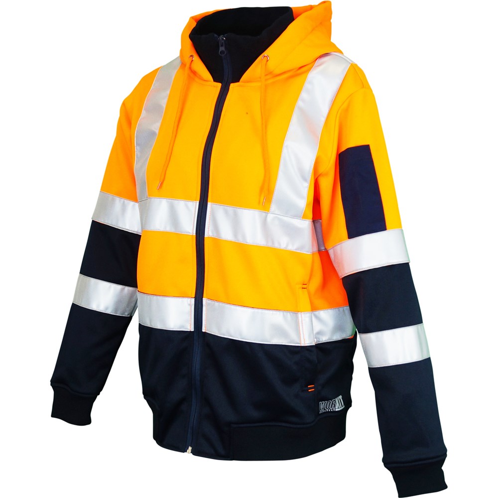 Womens Hi Vis Full Zip Tech Fleece Taped Hoodie - 2 Colour Options in Various Sizes