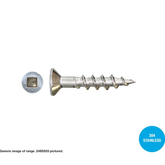 Macsim Chipboard Screws (Square Drive) 304 Stainless Steel - Various Sizes and Quantities