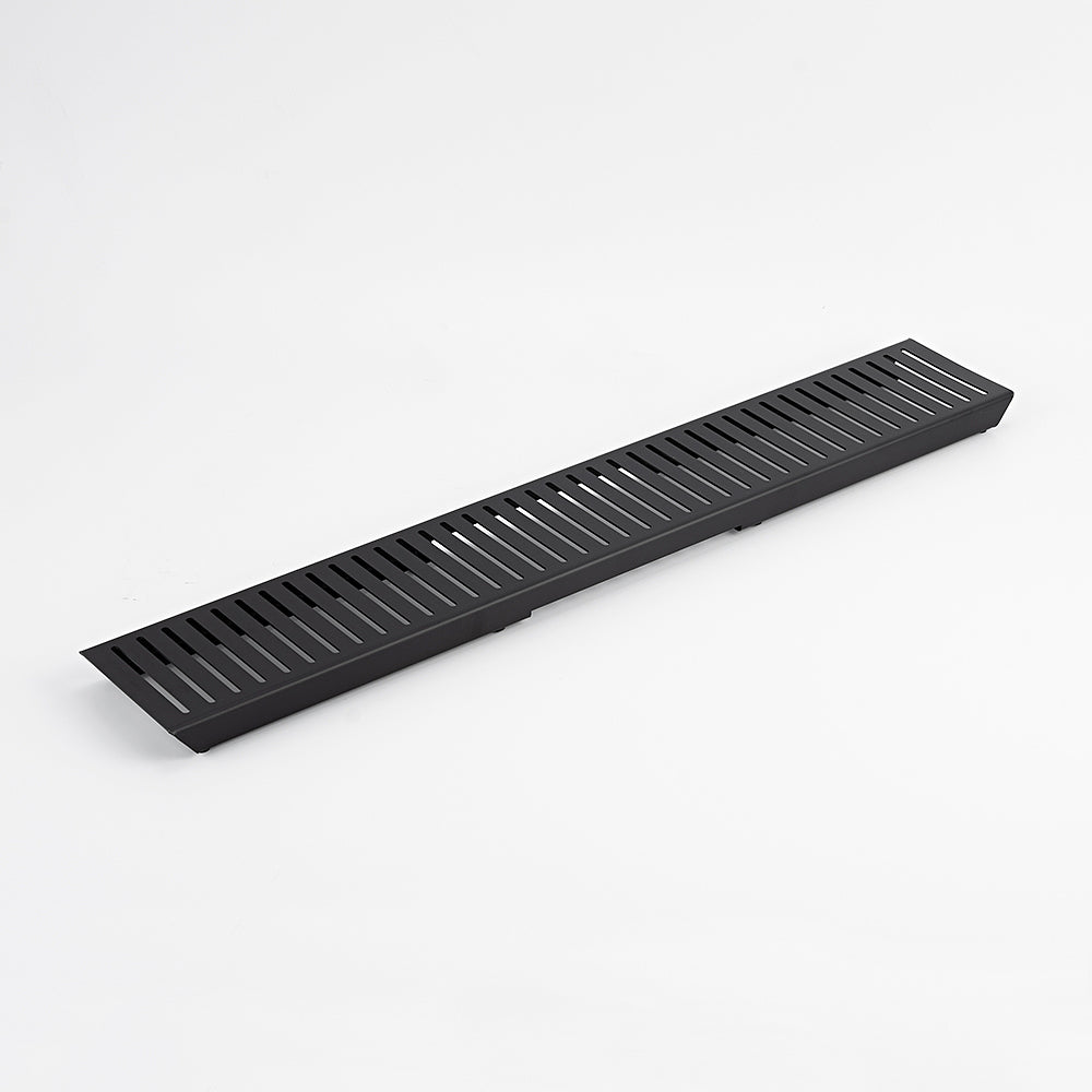 Radiant Matt Black Linear Slotted Floor Grate 100mm x Various Lengths in 2 Outlet Sizes