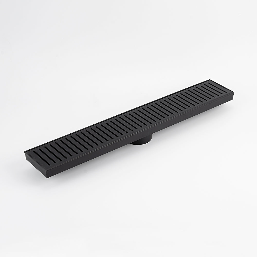 Radiant Matt Black Linear Slotted Floor Grate 100mm x Various Lengths in 2 Outlet Sizes