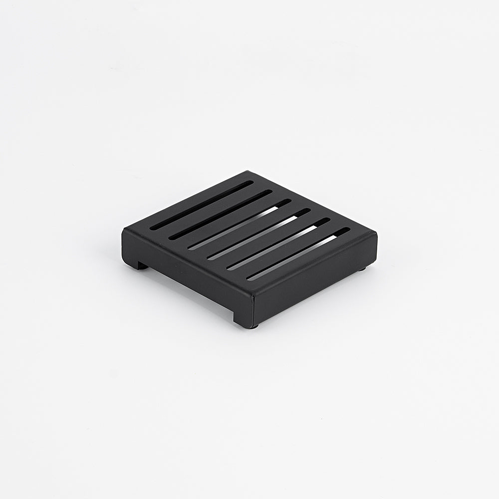 Radiant Matt Black Square Slotted Floor Grate 100mm x 100mm in 2 Outlet Sizes