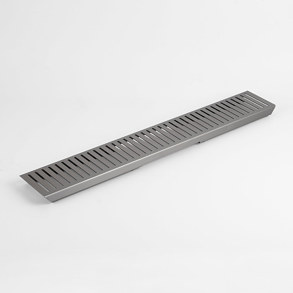 Radiant Gun Metal Grey Linear Slotted Floor Grate 100mm - in Various Lengths x 74mm Outlet