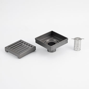 Radiant Gun Metal Grey Square Slotted Floor Grate - 100mm x 100mm x Outlet Diameter