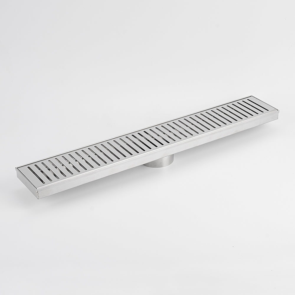 Radiant Brushed Satin Linear Slotted Floor Grate 100mm x Various Lengths in 3 Outlet Sizes