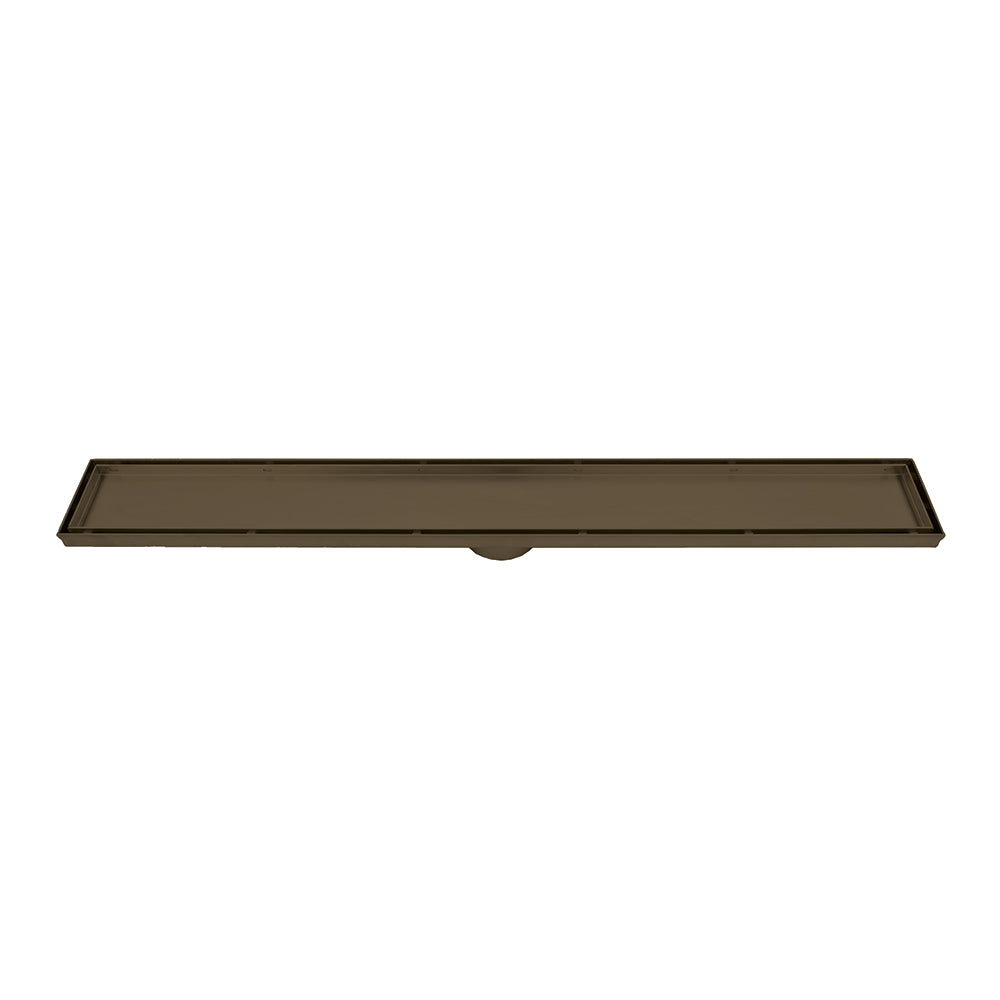 Radiant Brushed Bronze 316 Stainless Steel Linear Tile Insert Shower Grate - 4 Length Options x 74mm Outlet