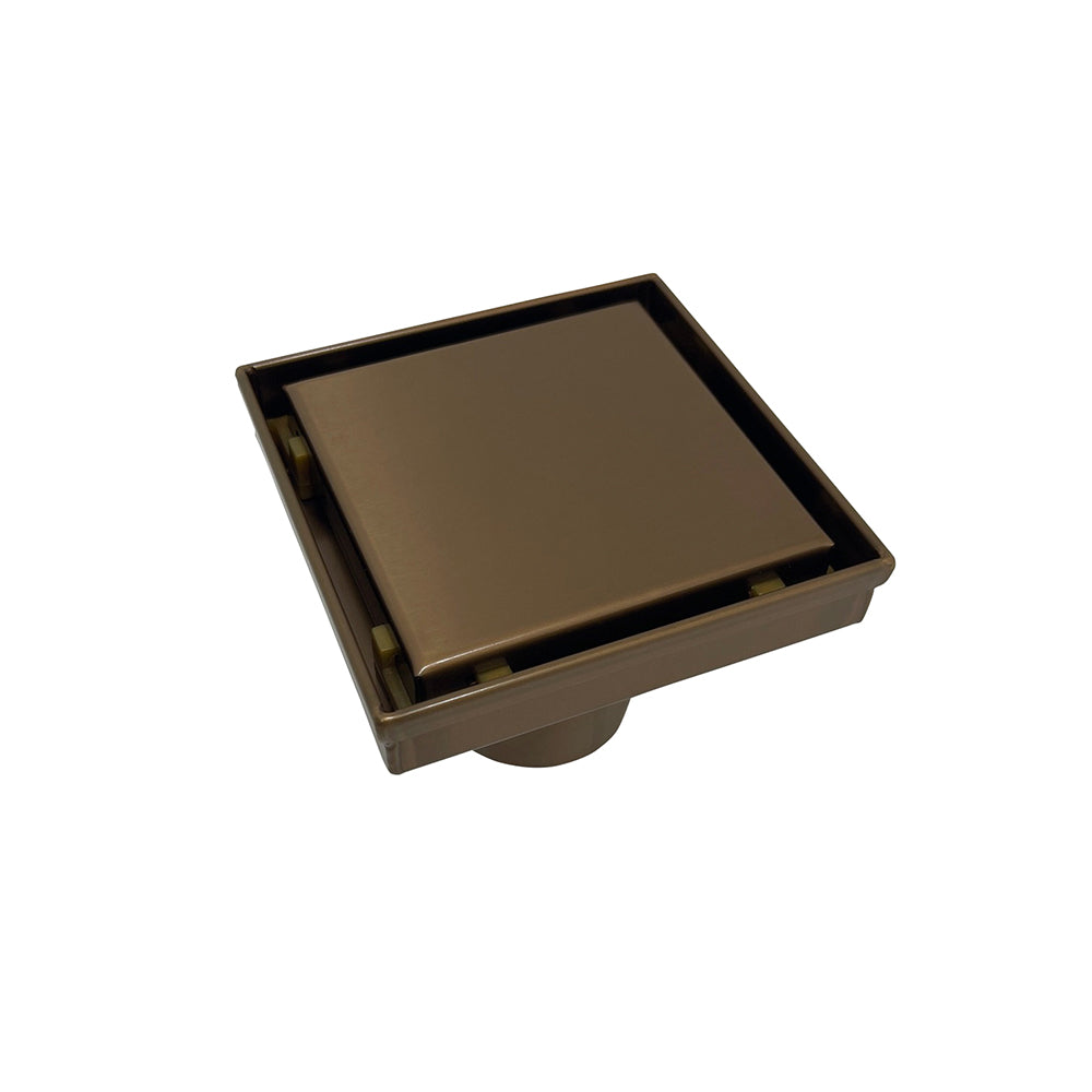 Radiant Brushed Bronze 316 Stainless Steel Square Tile Insert Shower Grate - 2 Outlet Sizes