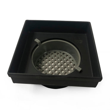 Radiant Matt Black 316 Stainless Steel Square Tile Insert Shower Grate - 100mm x 100mm x Outlet Diameter