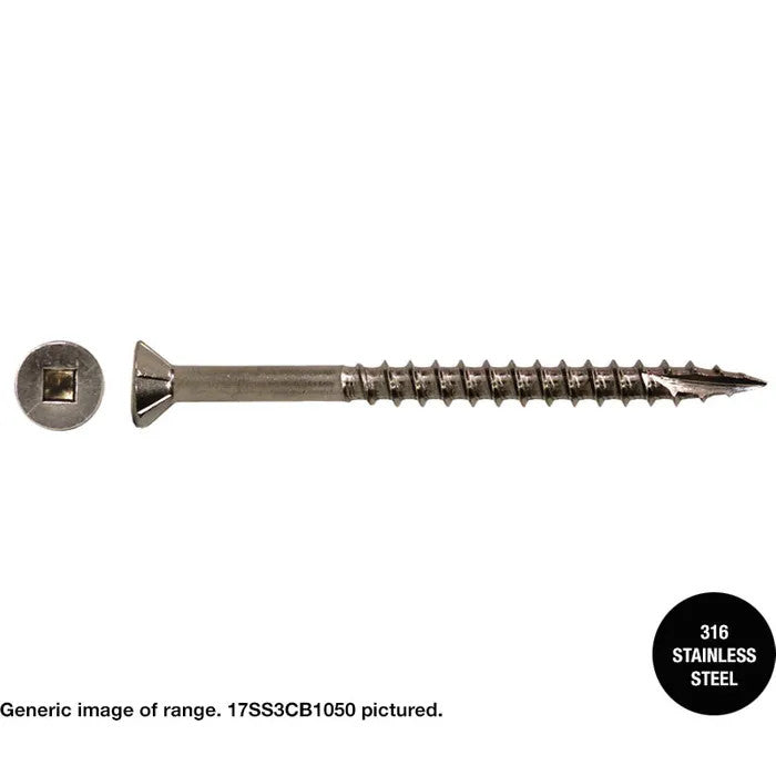 Macsim Type 17 Decking Screws (Square Drive) 316 Stainless Steel - Various Sizes & Quantities