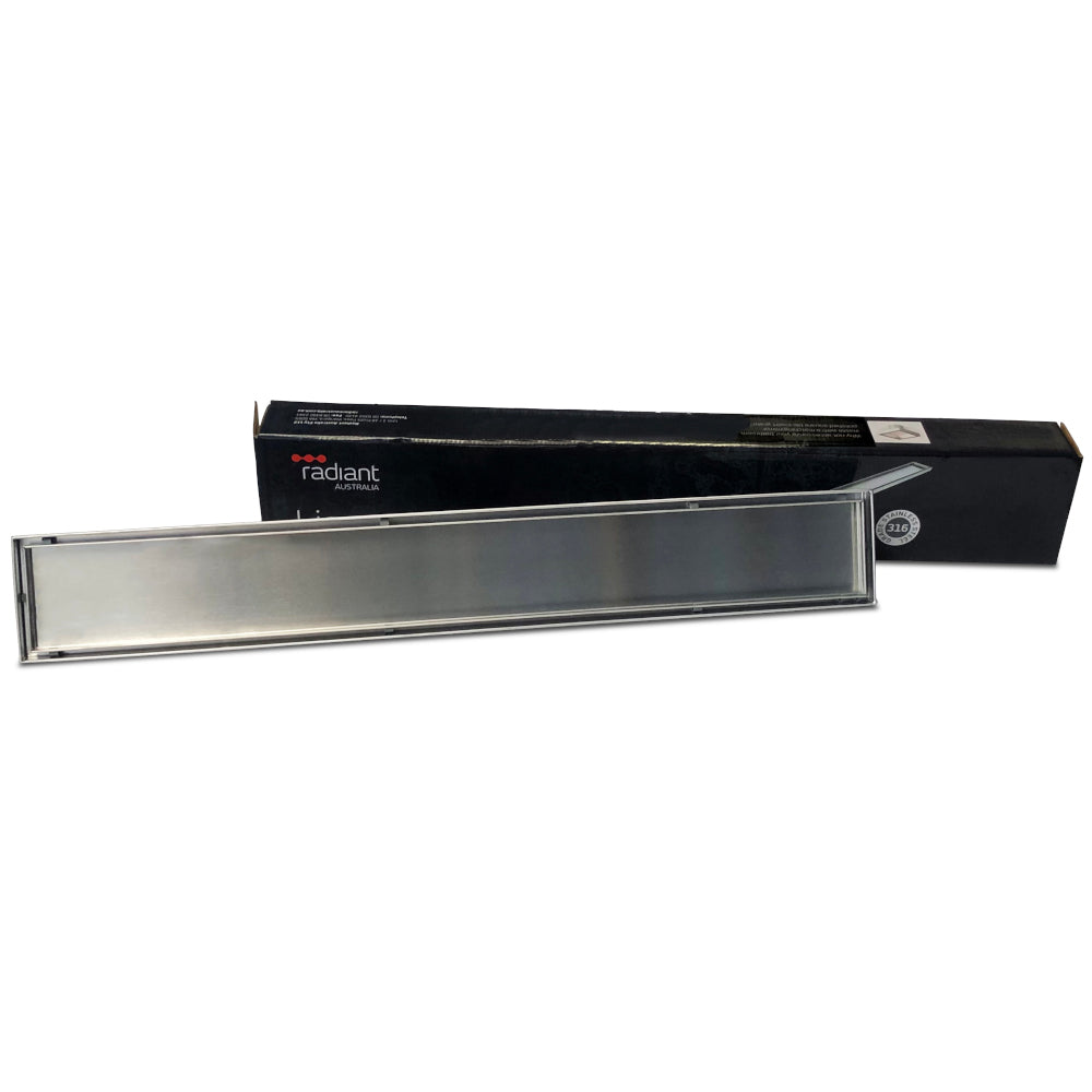 Radiant 316 Stainless Steel Linear Tile Insert Shower Grate - Various Length Options in 3 Outlet Sizes