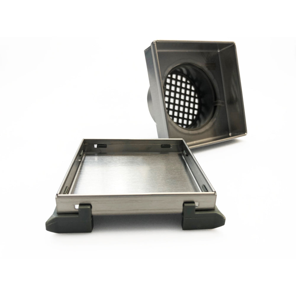 Radiant 316 Stainless Steel Square Tile Insert Shower Grate - 2 Size Options in 3 Outlet Sizes