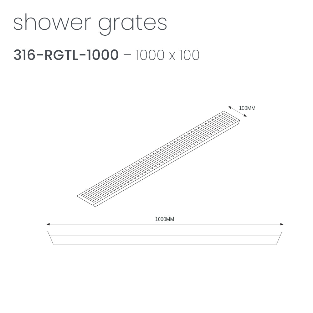 Radiant Linear Slotted Grate TOP ONLY 100mm - in Various Lengths and Colour Finishes