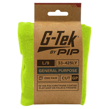 G-Tek 13G Hi-Viz Palm Dip Gloves - 12 Pairs in 6 Size Options