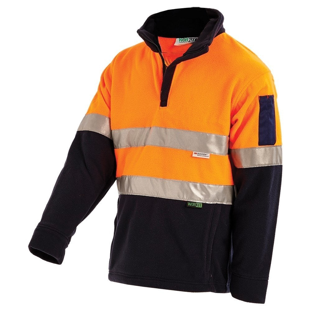 Hi Vis 2 Tone 1/4 Zip Taped Polar Fleece Jumper - 2 Colour Options in Various Sizes