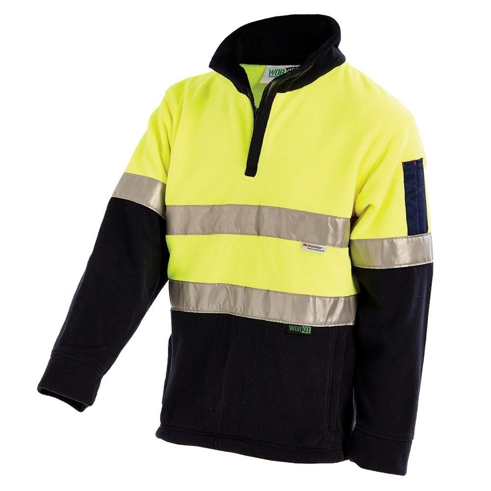 Hi Vis 2 Tone 1/4 Zip Taped Polar Fleece Jumper - 2 Colour Options in Various Sizes
