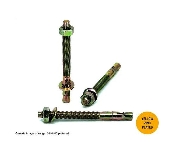 Macsim Hex Head Wedge Anchor Yellow Zinc Plated - Various Sizes and Quantities