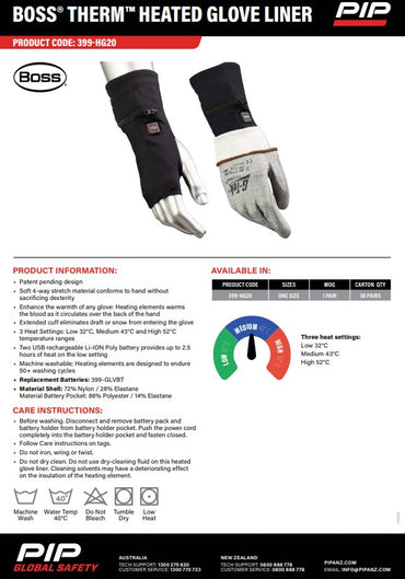 Boss Therm Heated Glove Liner - 1 pair