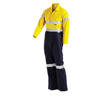 Hi Vis 2-Tone Lightweight Taped Coverall with Nylon Press Studs - 2 Colour Options in Various Sizes