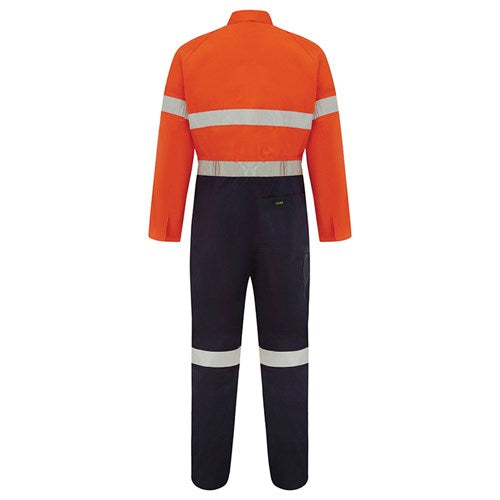 Hi Vis 2-Tone Regular Weight Taped Coverall with Metal Press Studs - 2 Colour Options in Various Sizes
