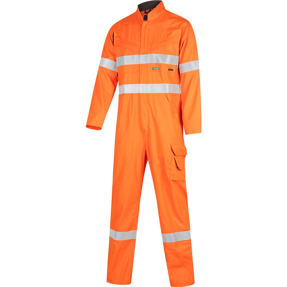 Hi Vis Tropical Orange Lightweight Taped Coverall with Zip Closure - Various Sizes
