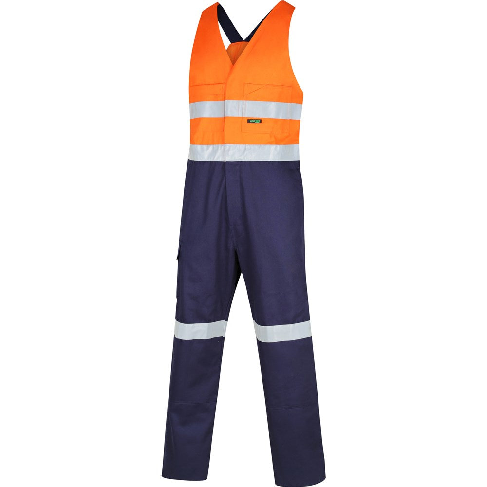 Hi Vis 2-Tone Regular Weight Action Back Coverall with Reflective Tape - 2 Colour Options in Various Sizes
