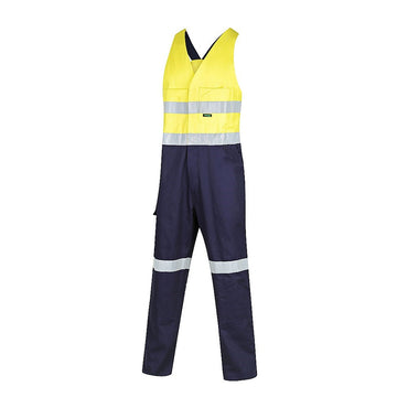 Hi Vis 2-Tone Regular Weight Action Back Coverall with Reflective Tape  - 2 Colour Options in Various Sizes