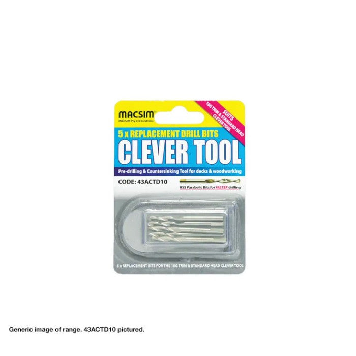 Macsim Clever Tool Pre Drilling & Countersinking Tool with Replacement Drill Bits - Various Sizes