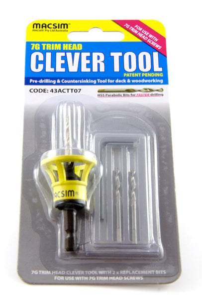 Macsim Clever Tool Pre Drilling & Countersinking Tool with Replacement Drill Bits - Various Sizes