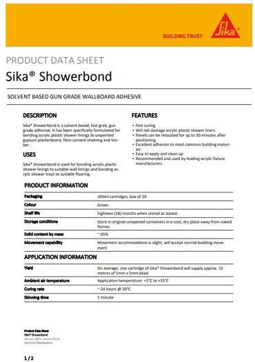 Sika ShowerBond 300ml Cartridge - Box of 12