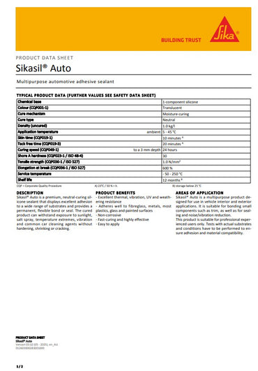 SikaSil Auto Clear 75g Blister Tube - Box of 12