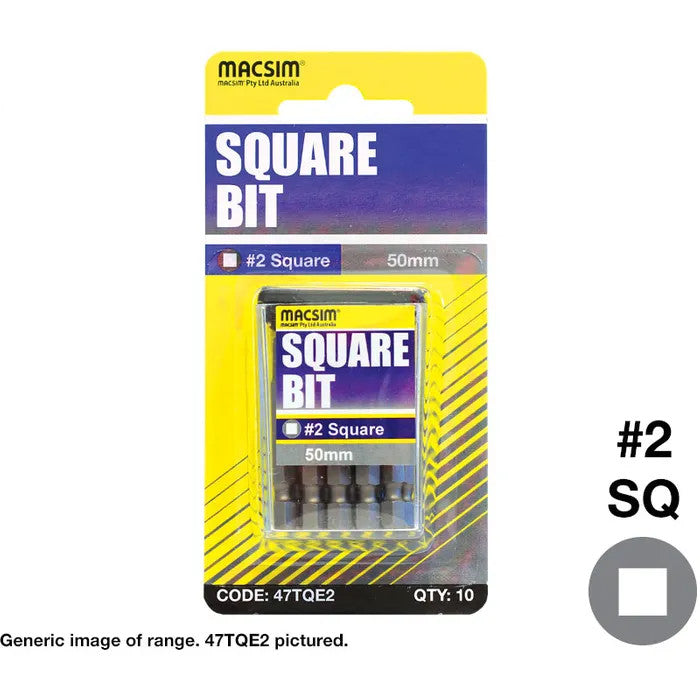 Square Drive Screwdriver Insert Bits - Various Sizes and Pack Quantities